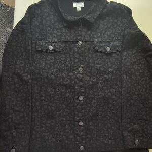 Mud Pie Black Shaw Boyfriend Jean Jacket Xl